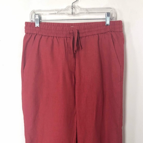 J.Crew Linen-Cotton Drawstring Pants Old Red - Picture 3 of 4